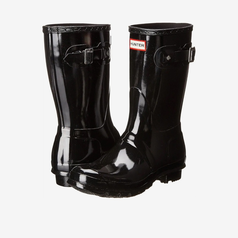 Hunter Glossy Black Waterproof Boots- 10